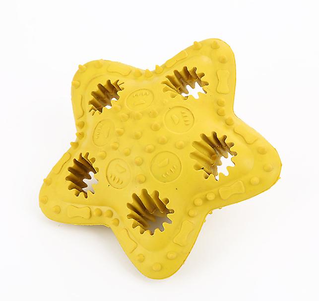 yellow Five-pointed star Dog Toy Chewing Rubber Toy With Molar Teeth Cleaning AZ13385