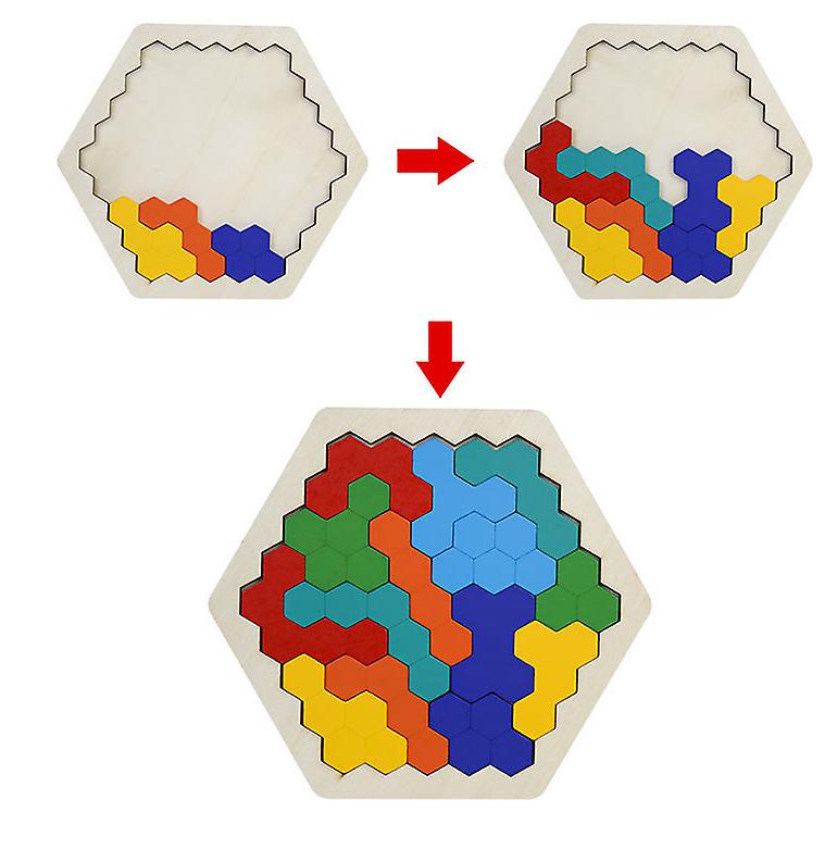 14pcs 12pcs wooden children's educational toy hexagonal puzzle honeycomb type fun variety puzzle AZ11770