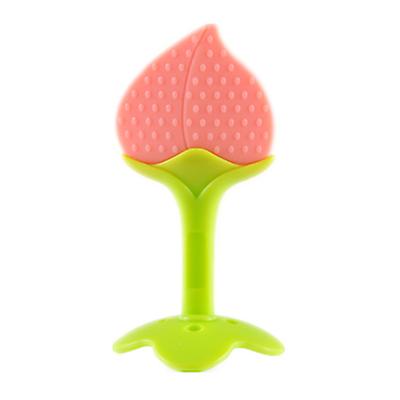 2Pcs peach Baby Teething Molar Silicone Sticks And Chewable Rattle Circle Shower toy AZ1001