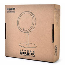 Lade das Bild in den Galerie-Viewer, 17.5*30cm white LED vanity mirror bedside table with lamp vanity mirror bathroom desktop multi-function vanity mirror touch luminous AZ16888
