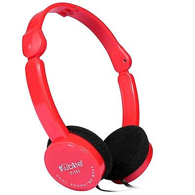 red Kids Wire Headphones on Ear Foldable Stereo Headset for Kids Earphone AZ16563