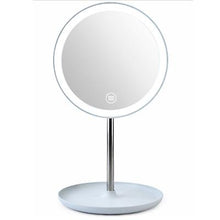 Lade das Bild in den Galerie-Viewer, 17.5*30cm pink LED vanity mirror bedside table with lamp vanity mirror bathroom desktop multi-function vanity mirror touch luminous AZ16887
