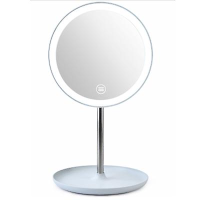17.5*30cm blue LED vanity mirror bedside table with lamp vanity mirror bathroom desktop multi-function vanity mirror touch luminous AZ16886