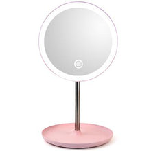 Lade das Bild in den Galerie-Viewer, 17.5*30cm white LED vanity mirror bedside table with lamp vanity mirror bathroom desktop multi-function vanity mirror touch luminous AZ16888
