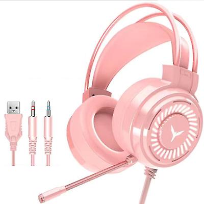 pink 3.5mm Gaming Headset MIC LED Headphones for PC Laptop PS4 Slim PS5 Xbox One AZ10563