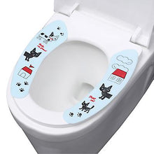 Load image into Gallery viewer, 2Pcs cat pink Adhesive cartoon toilet stickers to keep warm and thick electrostatic toilet seat toilet cushion washable cartoon toilet cushion AZ15325
