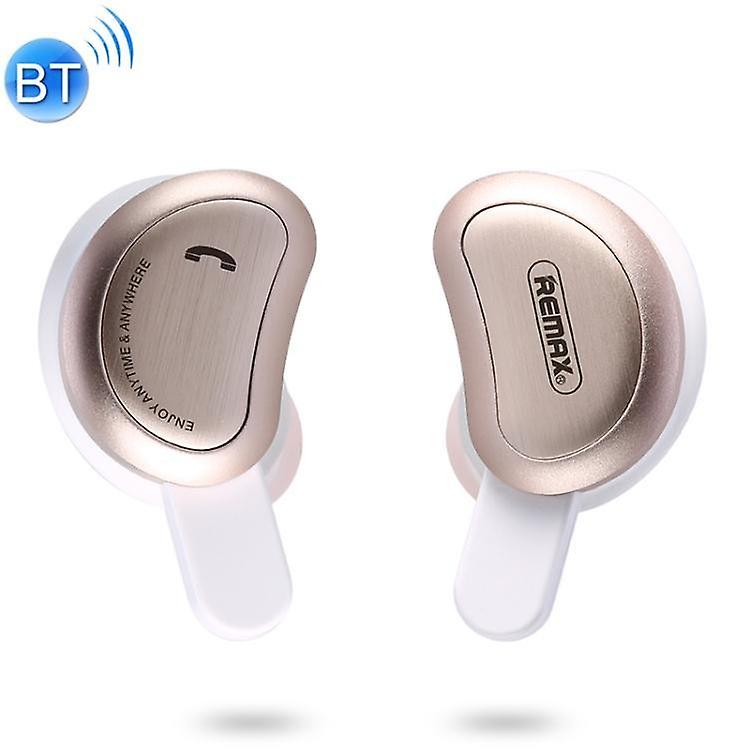 Cool Headphones Headsets REMAX TWS-1 Half Moon Shaped Bluetooth 4.2 Wireless Bluetooth Earphone with Charging Box(Gold) earphone