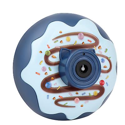 12.5*7*12.5cm blue Bubble Blowing Toys Donut bubble machine electric light and music automatic bubble blowing camera children's toy AZ19243