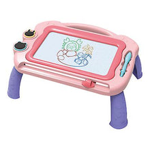 Load image into Gallery viewer, 33.5*22.5*12cm pink Children&#39;s magnetic drawing board table color graffiti board with seal detachable portable writing board AZ16427
