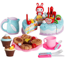 Load image into Gallery viewer, 38pcs blue Children&#39;s toy simulation cake set with lights birthday cake afternoon tea snacks children gifts AZ11174
