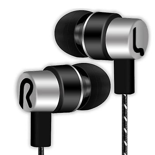 Headphones Headsets Braided wiring in-ear plating headset mobile earphone black and silver