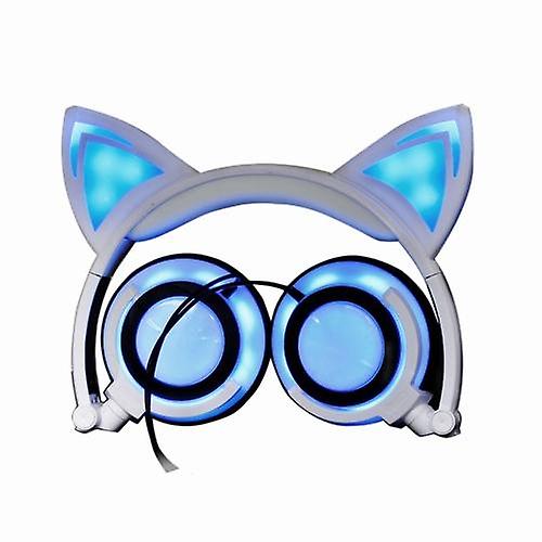 Cool Headphones Headsets Headphone Cat Ears Earlaps With LED Light Rechargable Battery earphone