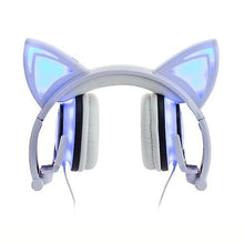Load image into Gallery viewer, Cool Headphones Headsets Headphone Cat Ears Earlaps With LED Light Rechargable Battery earphone
