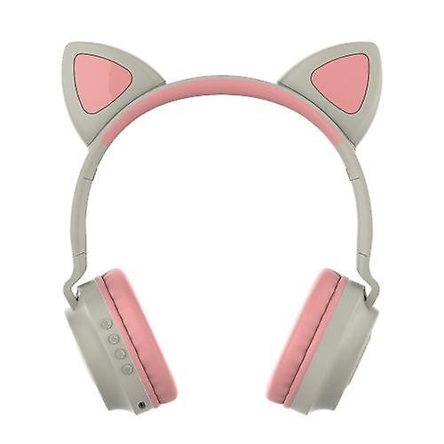 Headphones Headsets ZW-028 Glowing Cat Wireless Bluetooth Headset Gray Pink