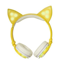 Load image into Gallery viewer, Headphones Headsets Headphone Cat Ears Earlaps With LED Light Rechargable Battery accessories
