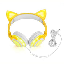 Load image into Gallery viewer, Headphones Headsets Headphone Cat Ears Earlaps With LED Light Rechargable Battery accessories
