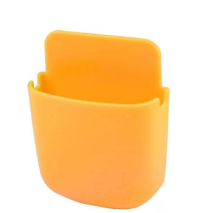 2Pcs 9*3.5*11.5cm yellow Wall-mounted storage box mobile phone charging storage rack mobile phone remote control storage box AZ22183