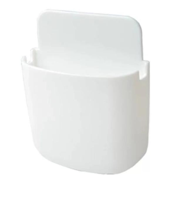 2Pcs 9*3.5*11.5cm white Wall-mounted storage box mobile phone charging storage rack mobile phone remote control storage box AZ22182