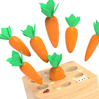 12.5*12.5*5.5cm Pulling carrot puzzle wooden children's inserting carrot game 1-5 years old boys and girls toys AZ11487