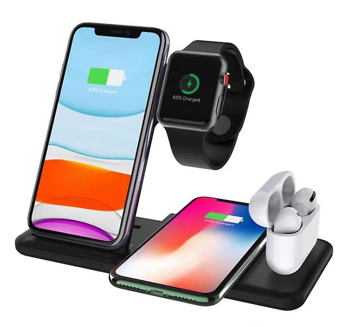 black Multifunctional wireless charger, 15W foldable universal phone holder, headset watch wireless charger AZ12196