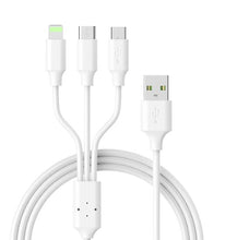 Load image into Gallery viewer, 1m PVC one with three data cables, three-in-one fast charge, support three mobile phones at the same time AZ12595
