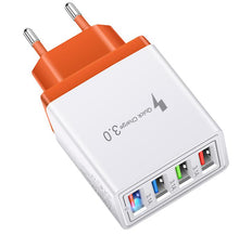 Load image into Gallery viewer, 2Pcs orange Portable 4 USB ports phone charger plug, USA Plug AZ12442
