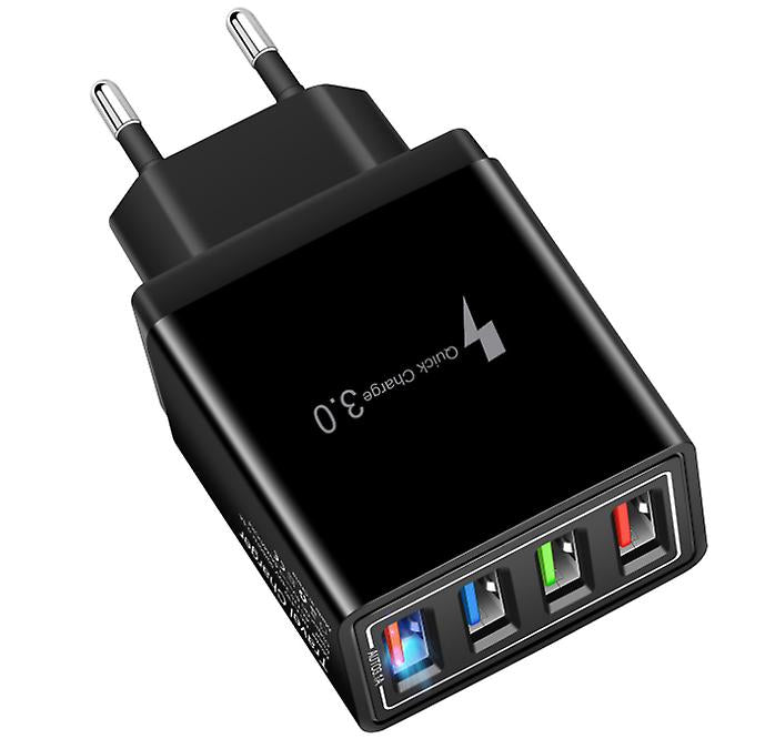 2Pcs black Portable 4 USB ports phone charger plug, USA Plug AZ12439