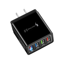 Load image into Gallery viewer, 2Pcs USA plug black 4 USB ports mobile phone charger plug, 3A travel charger with US Plug and Eu plug AZ12524
