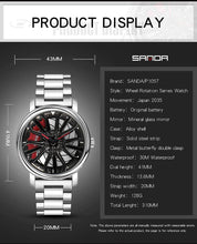 Load image into Gallery viewer, Watches wrist watches creative car wheel steel strap waterproof military sports clock black
