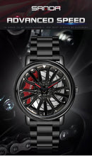 Load image into Gallery viewer, Watches wrist watches creative car wheel steel strap waterproof military sports clock black
