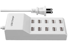 Lade das Bild in den Galerie-Viewer, EU plug Smart fast charge 10-port usb charger Hub, 5V 2.4A for Apple and Huawei mobile phones AZ12559
