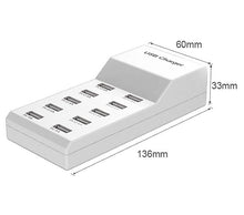 Lade das Bild in den Galerie-Viewer, EU plug Smart fast charge 10-port usb charger Hub, 5V 2.4A for Apple and Huawei mobile phones AZ12559
