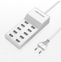 Lade das Bild in den Galerie-Viewer, EU plug Smart fast charge 10-port usb charger Hub, 5V 2.4A for Apple and Huawei mobile phones AZ12559
