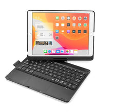 Load image into Gallery viewer, black Wireless bluetooth keyboard, 360 degree rotatable with backlight for ipad 8 10.2inch AZ16429
