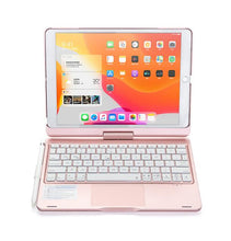 Load image into Gallery viewer, black Wireless bluetooth keyboard, 360 degree rotatable with backlight for ipad 8 10.2inch AZ16429
