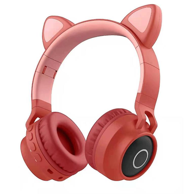 red Luminous head-mounted bluetooth headset, cat ear wireless Foldable bluetooth headset AZ19367