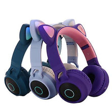 Lade das Bild in den Galerie-Viewer, pink Luminous head-mounted bluetooth headset, cat ear wireless Foldable bluetooth headset AZ19364

