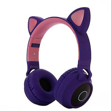 Lade das Bild in den Galerie-Viewer, purple Luminous head-mounted bluetooth headset, cat ear wireless Foldable bluetooth headset AZ19366
