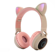 Lade das Bild in den Galerie-Viewer, pink gray Luminous head-mounted bluetooth headset, cat ear wireless Foldable bluetooth headset AZ19365
