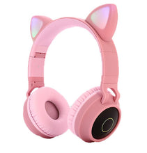 Lade das Bild in den Galerie-Viewer, pink Luminous head-mounted bluetooth headset, cat ear wireless Foldable bluetooth headset AZ19364
