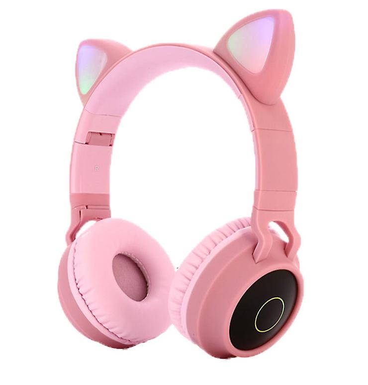 pink Luminous head-mounted bluetooth headset, cat ear wireless Foldable bluetooth headset AZ19364