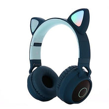 Lade das Bild in den Galerie-Viewer, blue Luminous head-mounted bluetooth headset, cat ear wireless Foldable bluetooth headset AZ19362

