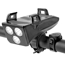 Lade das Bild in den Galerie-Viewer, 2000mah black 4 in 1 waterproof bicycle light, bike phone holder, cycle bell, mobile phone power bank AZ22467
