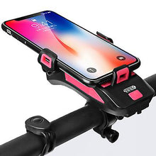 Lade das Bild in den Galerie-Viewer, 2000mah red 4 in 1 waterproof bicycle light, bike phone holder, cycle bell, mobile phone power bank AZ22471

