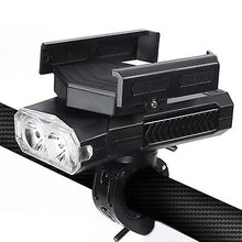 Lade das Bild in den Galerie-Viewer, 2400mAh black Outdoor cycling bike front light with emergency light, with power bank, mobile phone holder,Waterproof,rechargeable AZ22529
