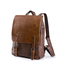 Lade das Bild in den Galerie-Viewer, Backpack Korean Style Student Schoolbag Retro with Crazy Horse Pu Men's  Large Capacity Leisure Travel
