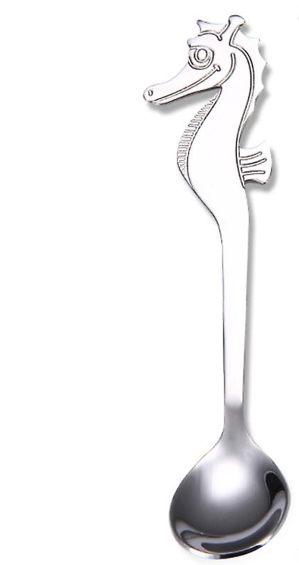 2Pcs 1 pcs silver Creative seahorse shape stainless steel coffee spoon AZ10742