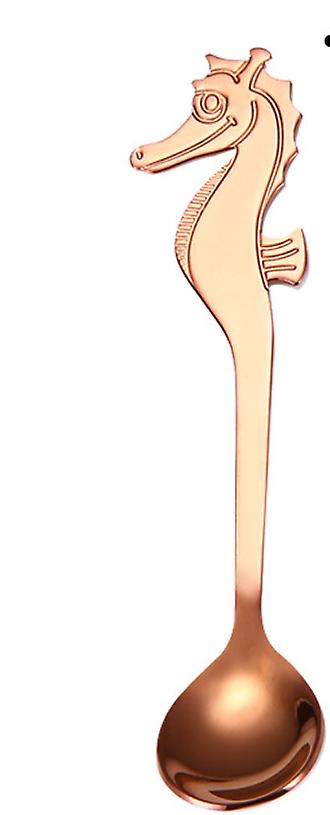 2Pcs 1 pcs rose gold Creative seahorse shape stainless steel coffee spoon AZ10743