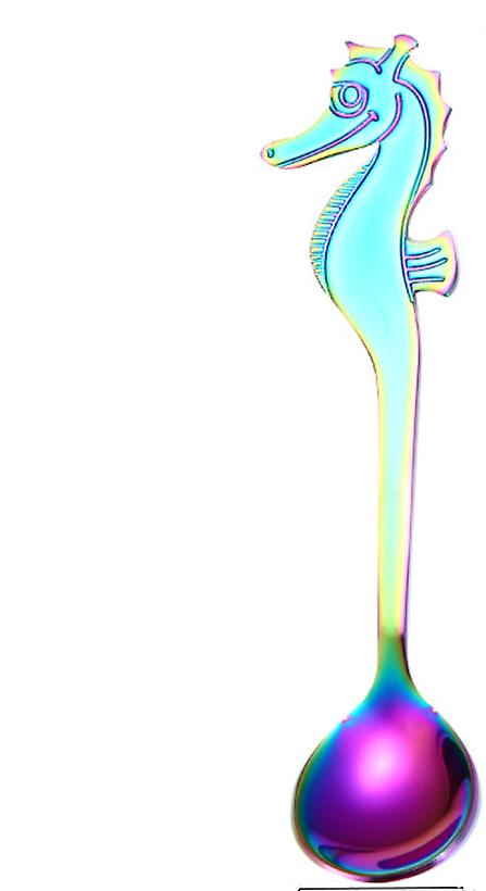 2Pcs 1 pcs colorful Creative seahorse shape stainless steel coffee spoon AZ10745
