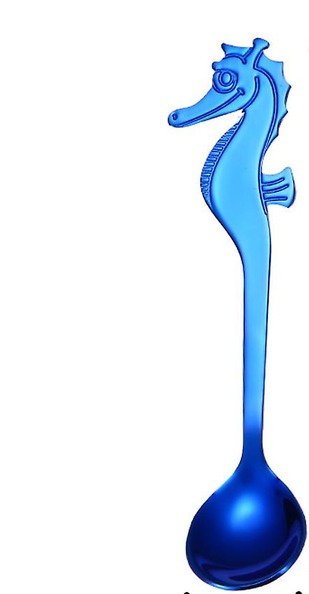 2Pcs blue Creative seahorse shape stainless steel coffee spoon AZ10746